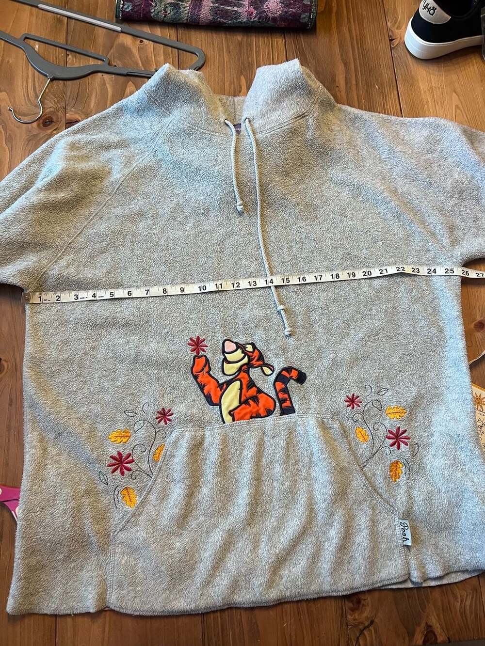 Disney Tigger Hoodie Size 14W/16W Gray Terry Embroidered - Picture 4 of 6